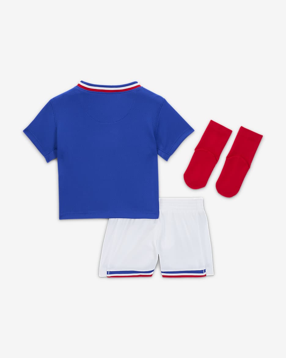 Divisa da calcio replica in 3 pezzi Nike FFF 2024/25 Stadium per bebè e bimbo/a – Home - Bright Blue/University Red/Bianco/Bianco