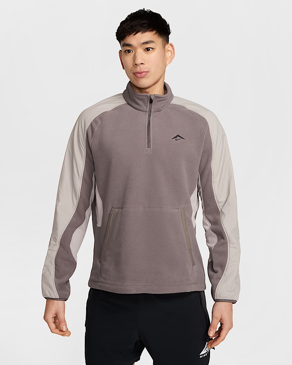 Nike Trail Polartec® Men's 1/4-Zip Fleece Running Top - Cave Stone/College Grey/Cave Stone/Black