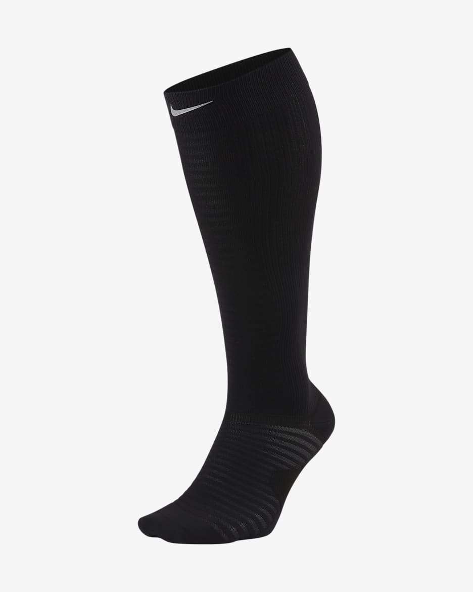 Nike Spark Lightweight Over-The-Calf Compression Running Socks - Black/Reflect Silver