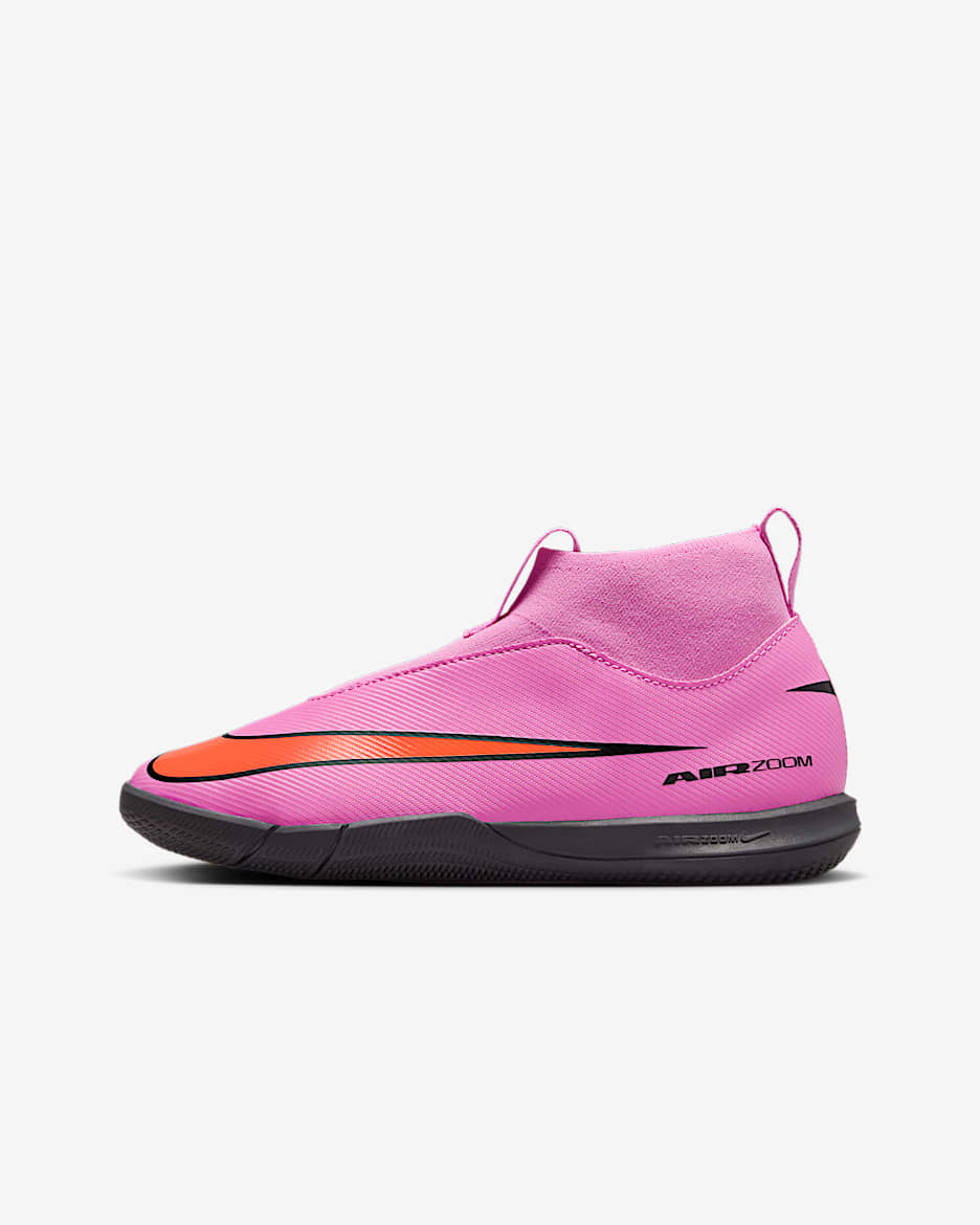 Nike Jr. Mercurial Superfly 10 Academy Zapatillas de fútbol sala de perfil alto - Niño/a y niño/a pequeño/a - Magic Flamingo/Total Crimson/Negro
