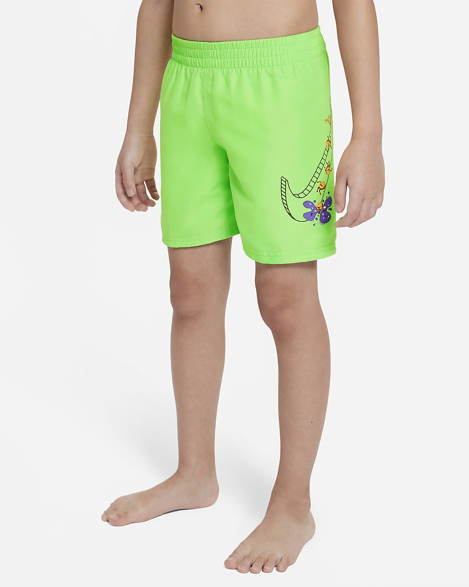 Traje de baño tipo short de vóleibol de 13 cm para niños talla pequeña - Verde strike