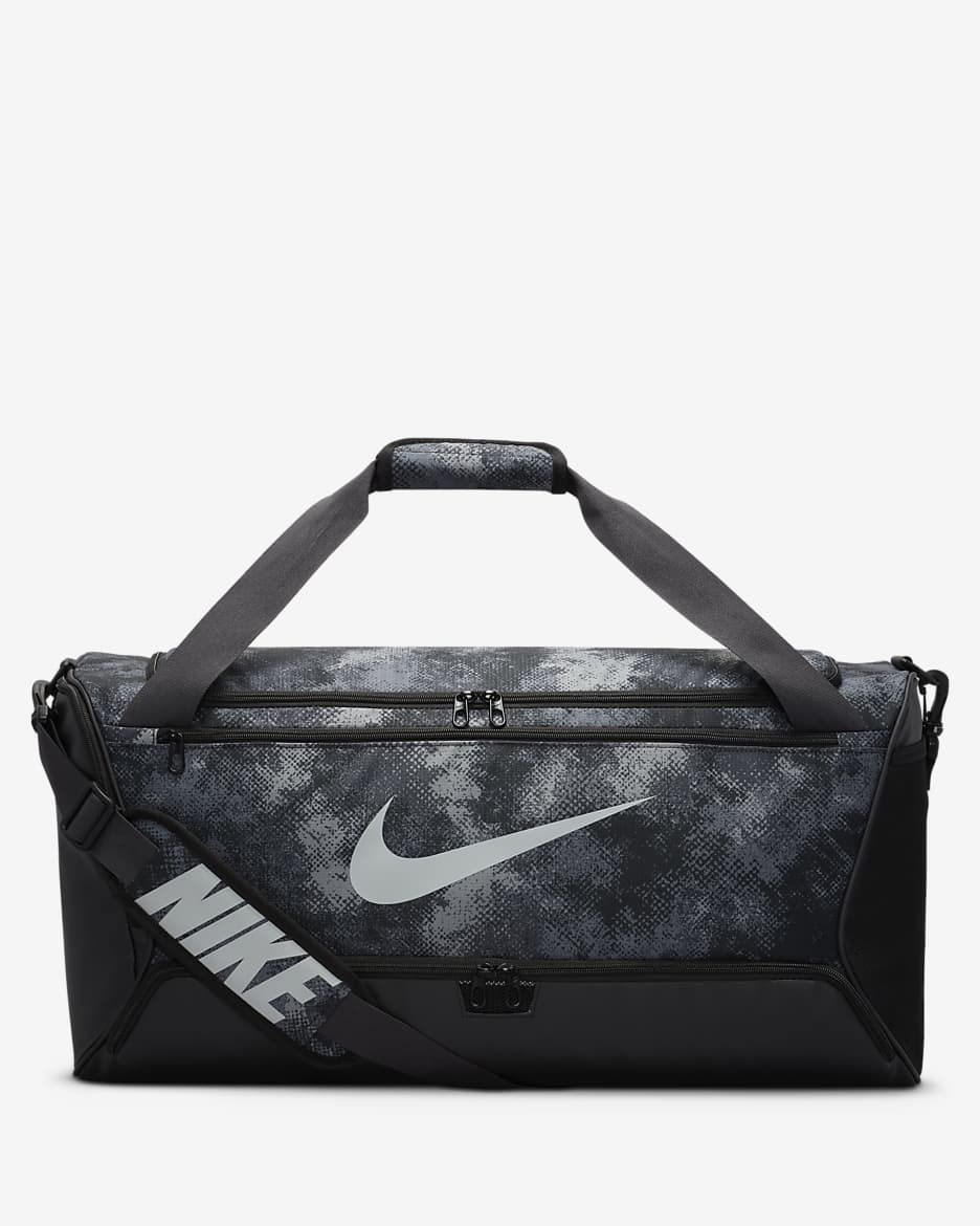 กระเป๋า Duffel Nike Brasilia (ขนาดกลาง, 60 ล.) - Iron Grey/ดำ/Light Smoke Grey