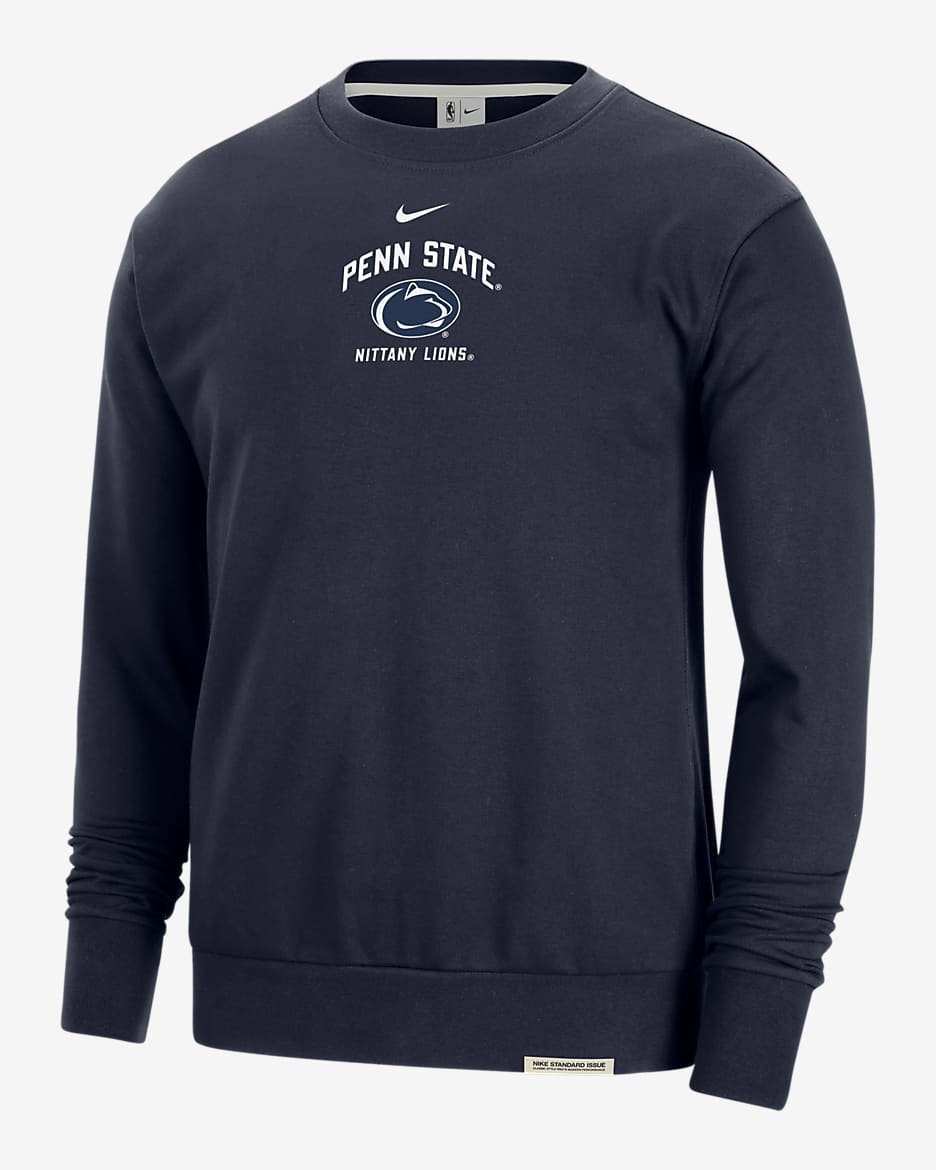 Penn State Standard Issue Men's Nike College Fleece Crew-Neck Sweatshirt - Navy