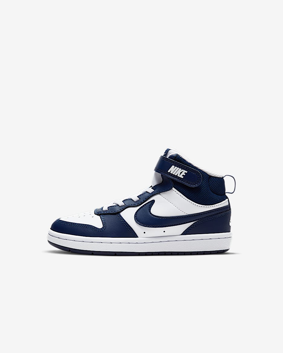 Nike Court Borough Mid 2 Little Kids' Shoes - White/Signal Blue/Blue Void