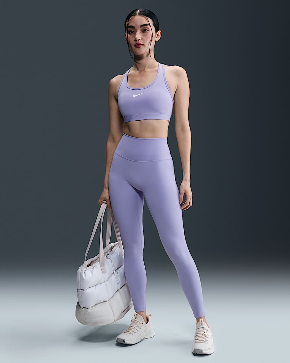 Leggings de tiro alto de largo completo para mujer Nike One Seamless Front - Hielo lila/Negro