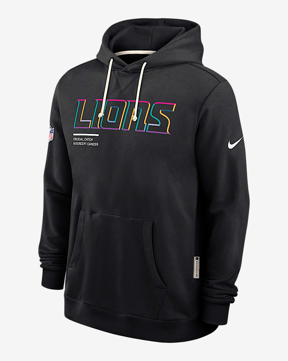 Detroit Lions Crucial Catch Sideline Men's Nike Dri-FIT NFL Pullover Hoodie - Black