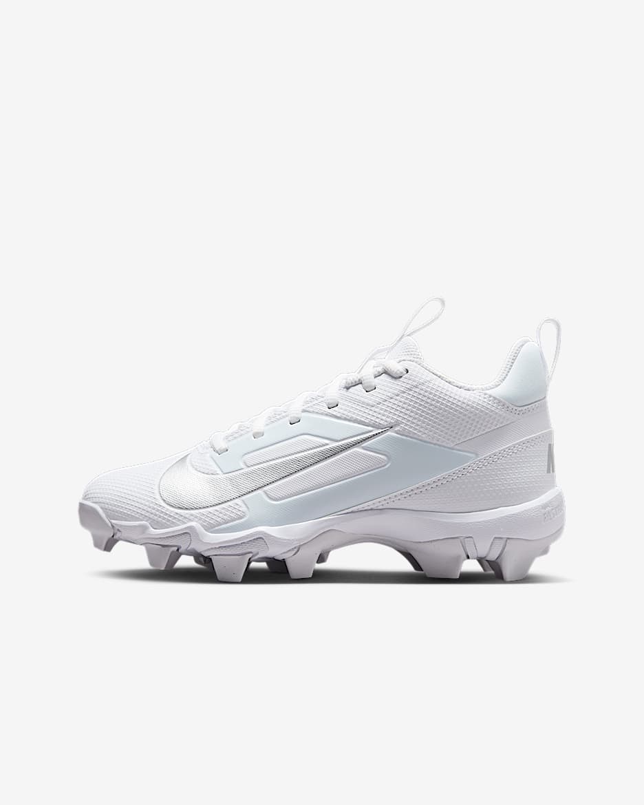 Tacos de fútbol para niños grandes Nike Alpha Menace 4 Shark - Blanco/Plata metalizado