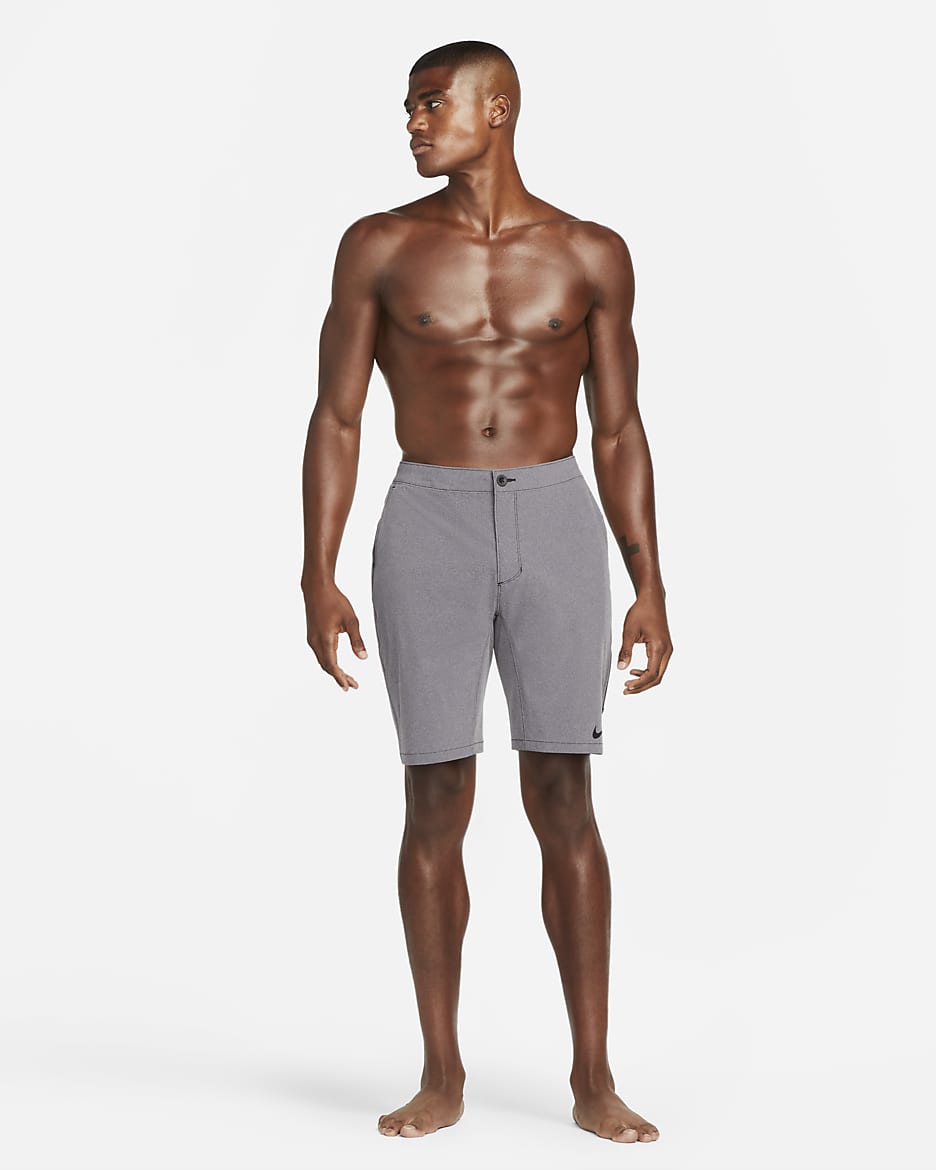 Nike Flow Men's 23cm (approx.) Hybrid Swimming Shorts - Dark Grey Heather/Black