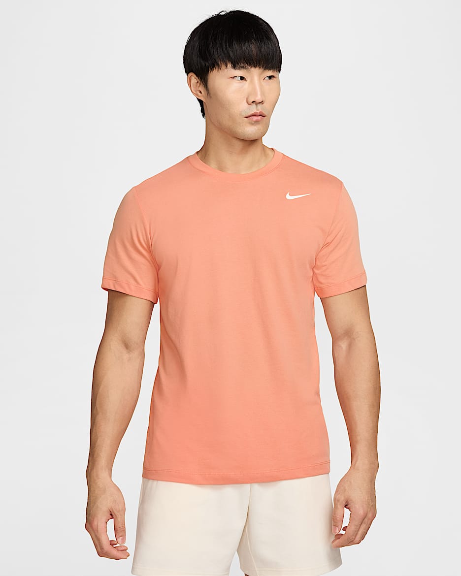 Nike Dri-FIT Men's Fitness T-Shirt - Apricot Agate/White