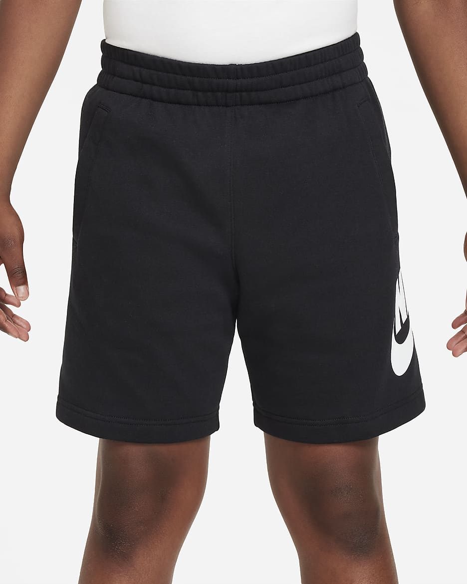 Nike Sportswear Club Fleece French-Terry-Shorts für ältere Kinder (erweiterte Größen) - Schwarz/Weiß