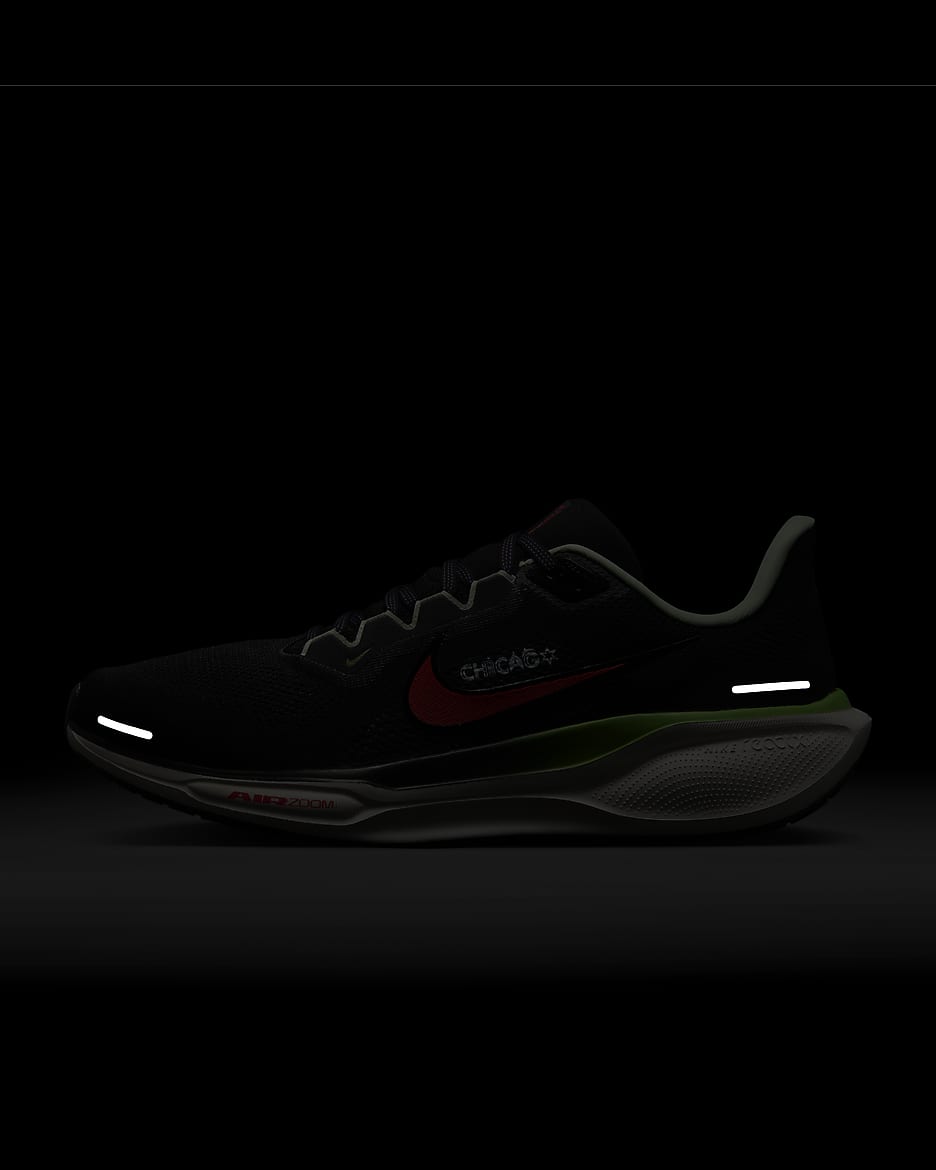 Tenis de correr en pavimento para hombre Nike Pegasus 41 - Negro/Verde grito/Orquídea nuevo/Carmesí brillante