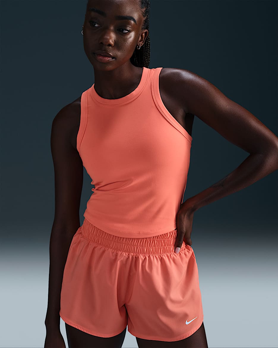Nike One Fitted Women's Dri-FIT Cropped Tank Top - Light Wild Mango/Black