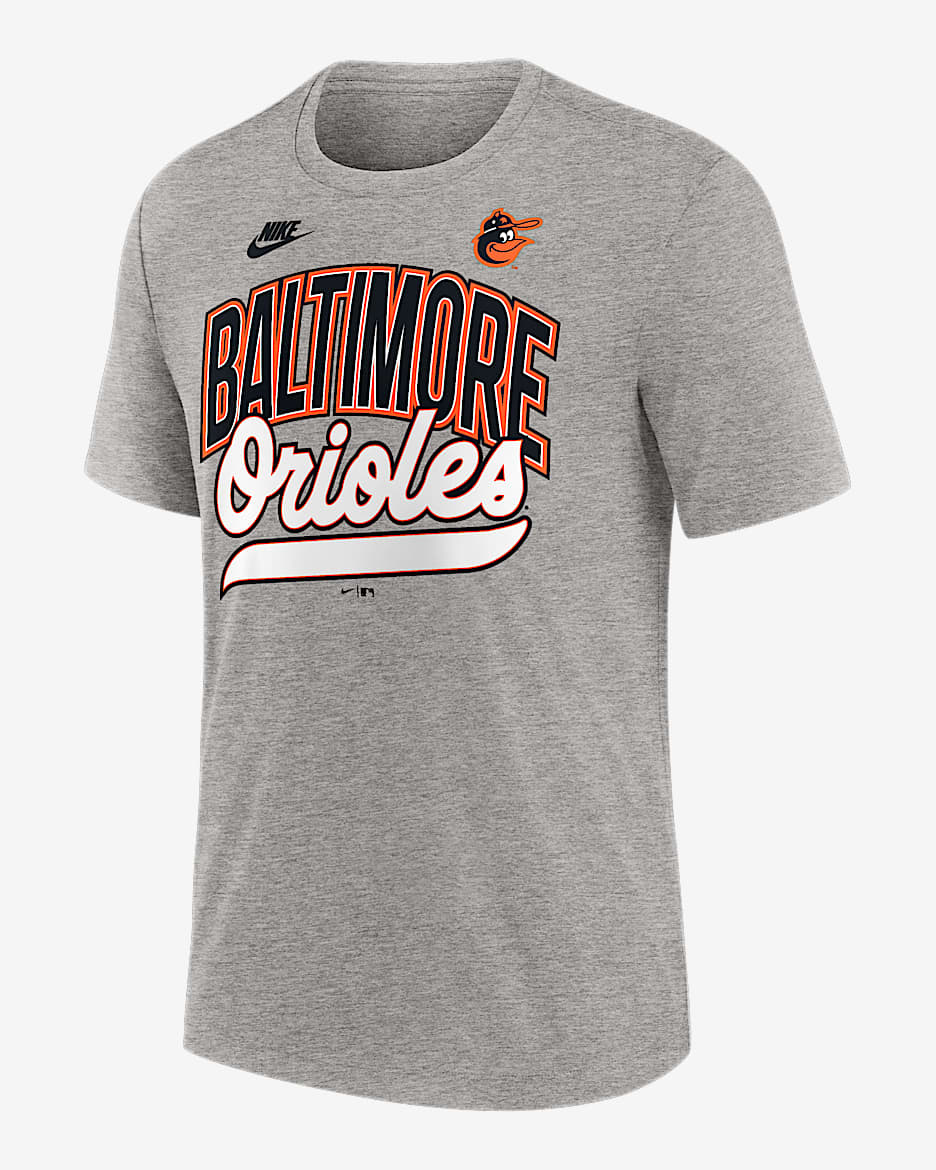 Playera Nike de la MLB para hombre Baltimore Orioles Cooperstown Retro - Gris jaspeado