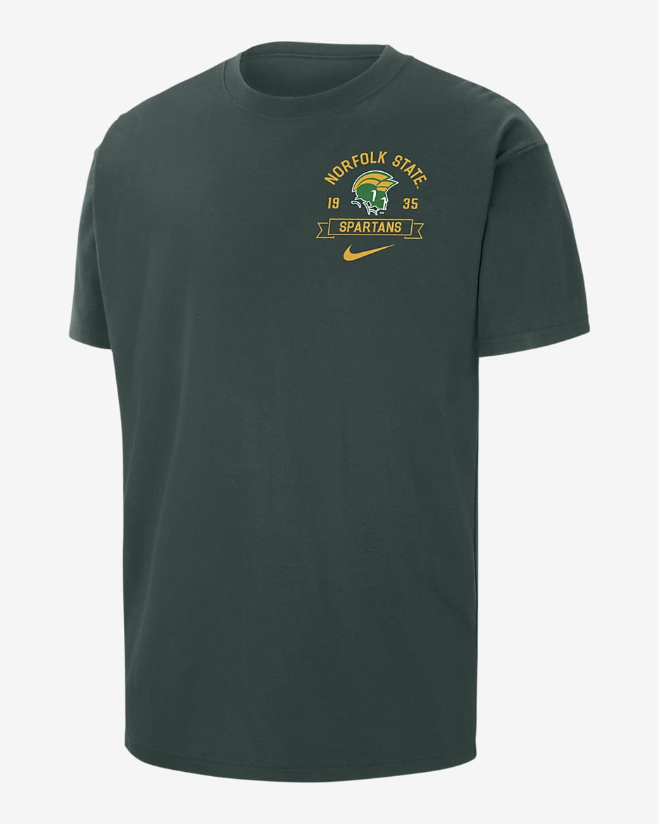 Playera universitaria Nike para hombre Norfolk State Max90 - Verde pro