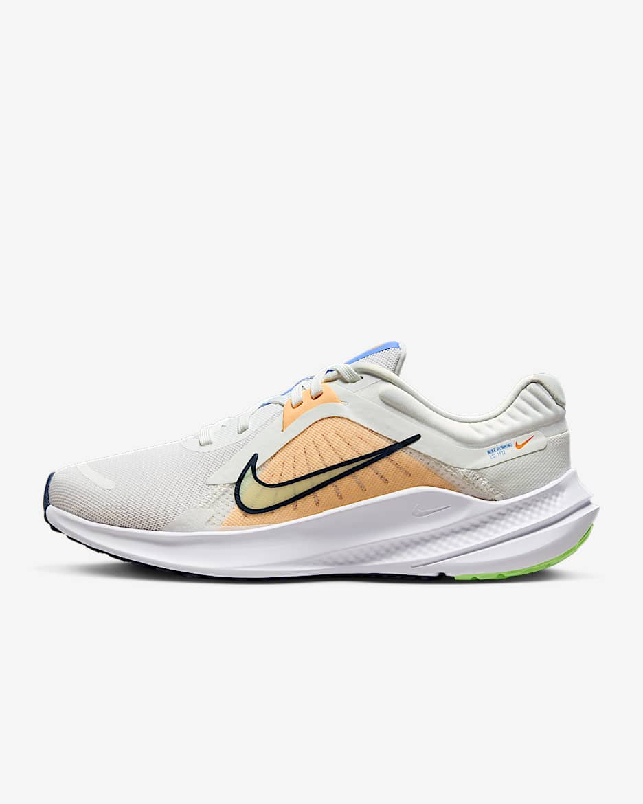 Nike Quest 5 Women's Road Running Shoes - Summit White/Ice Peach/Obsidian/Lime Blast