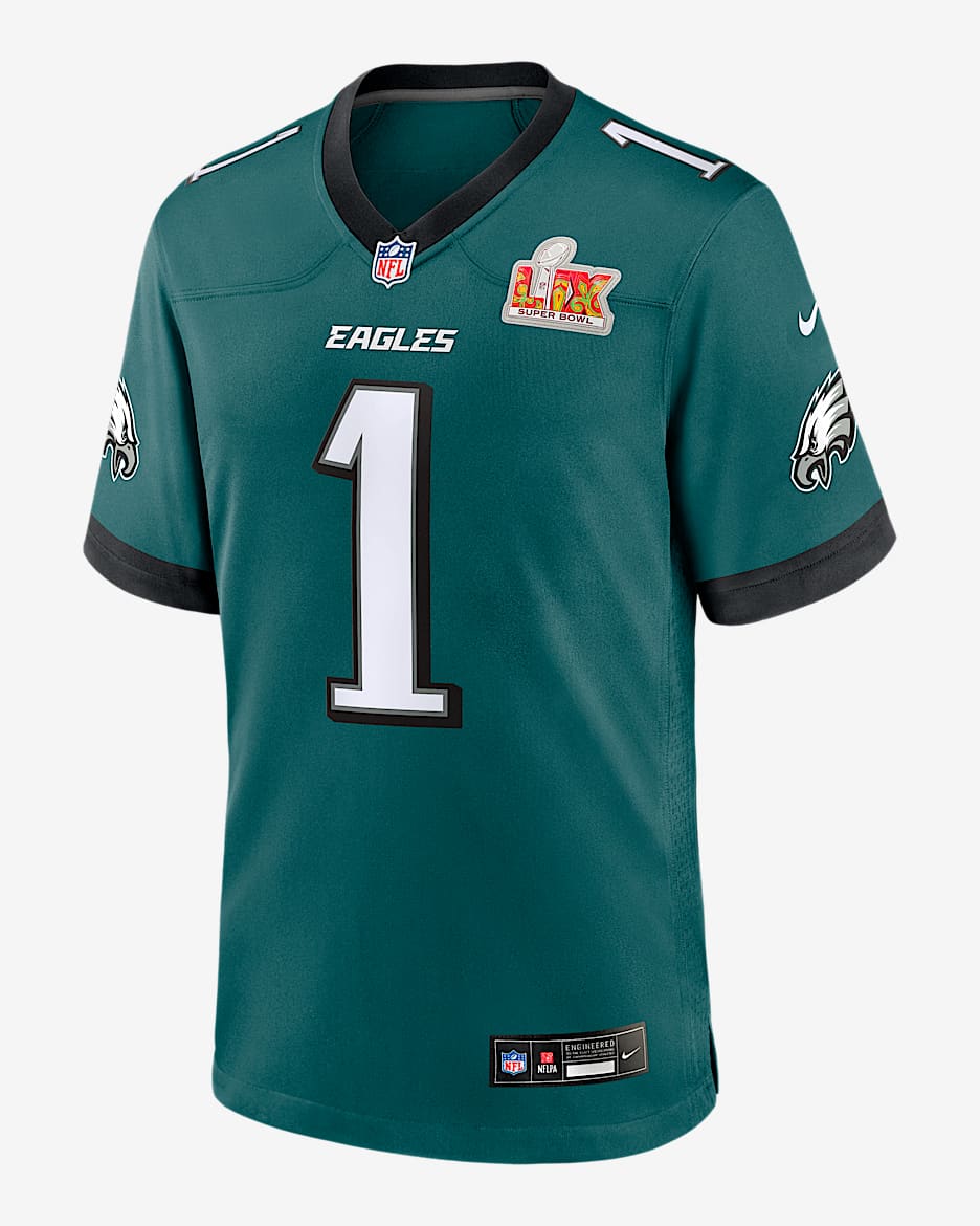 Jersey Nike de la NFL Game para hombre Jalen Hurts Philadelphia Eagles Super Bowl LIX - Verde