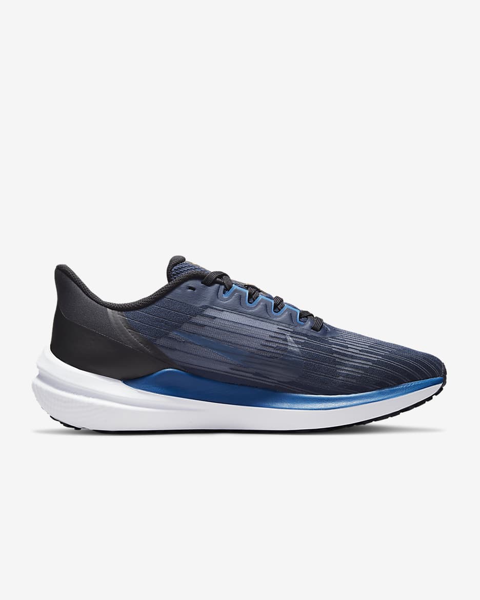 Nike Winflo 9 Men's Road Running Shoes - Obsidian/Black/White/Dark Marina Blue