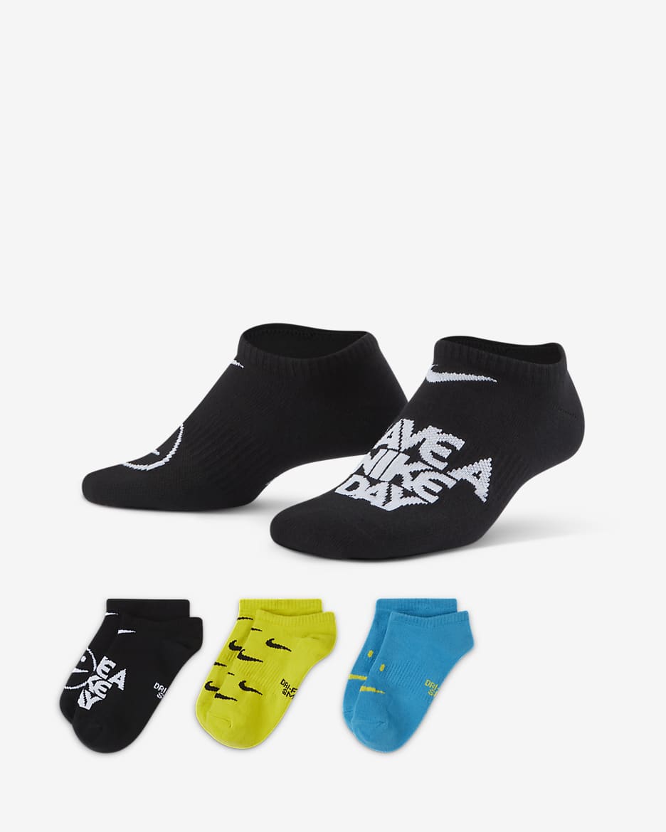 Nike Everyday Older Kids' Lightweight No-Show Socks (3 Pairs) - Multi-Colour