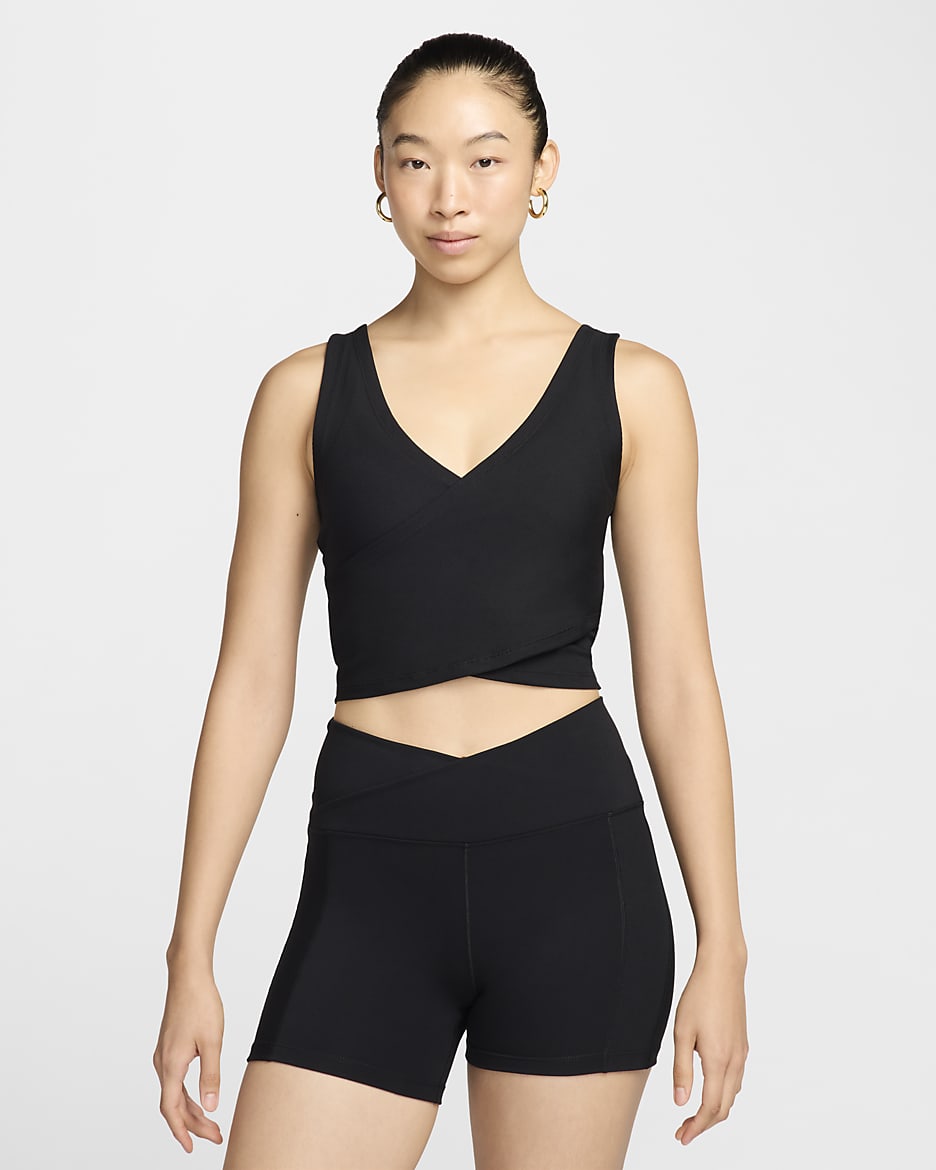 Nike One Fitted Rib Women's Dri-FIT Cropped Tank Top - Black/Black