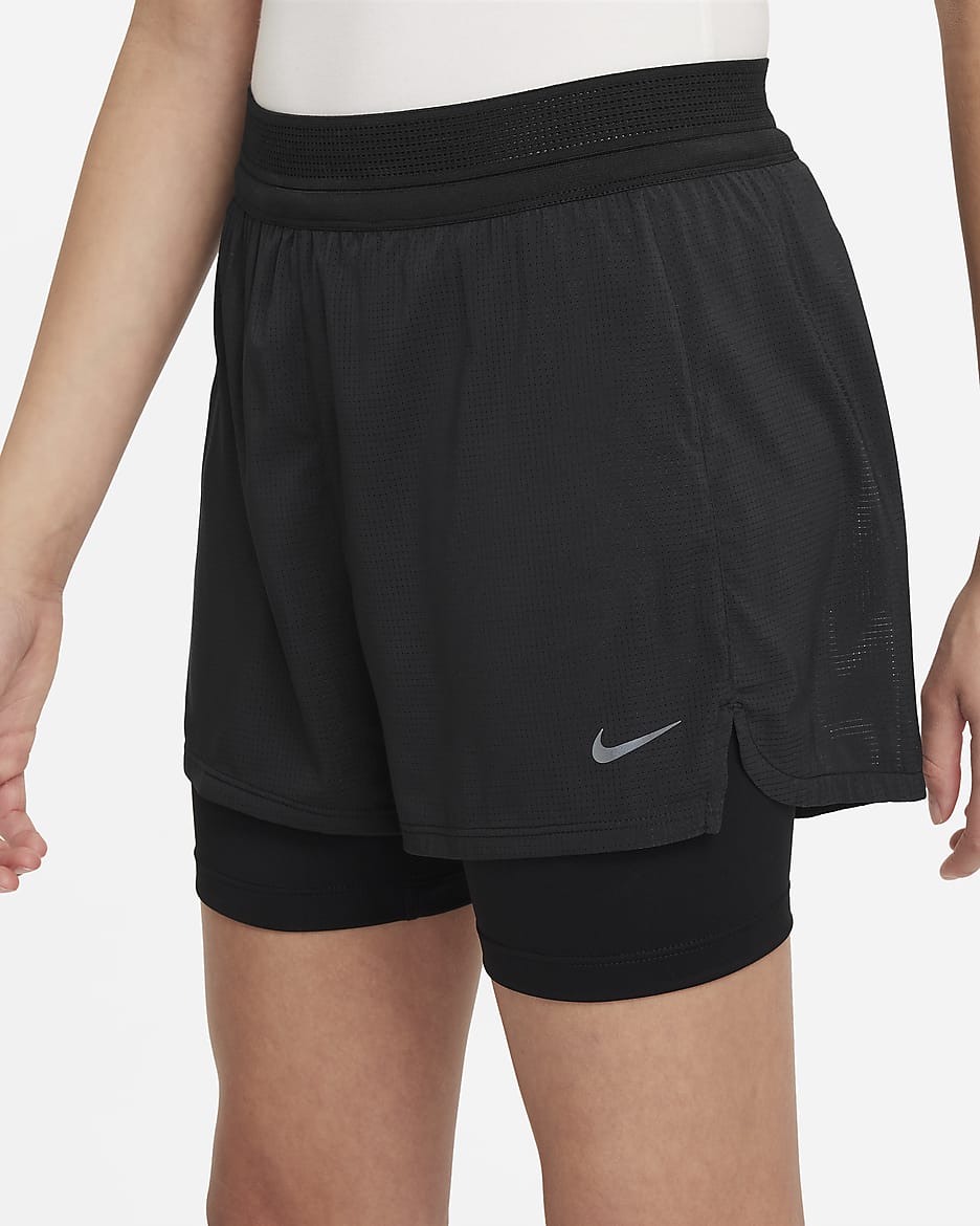 Nike Dri-FIT ADV shorts til store barn (jente) - Svart/Svart/Svart