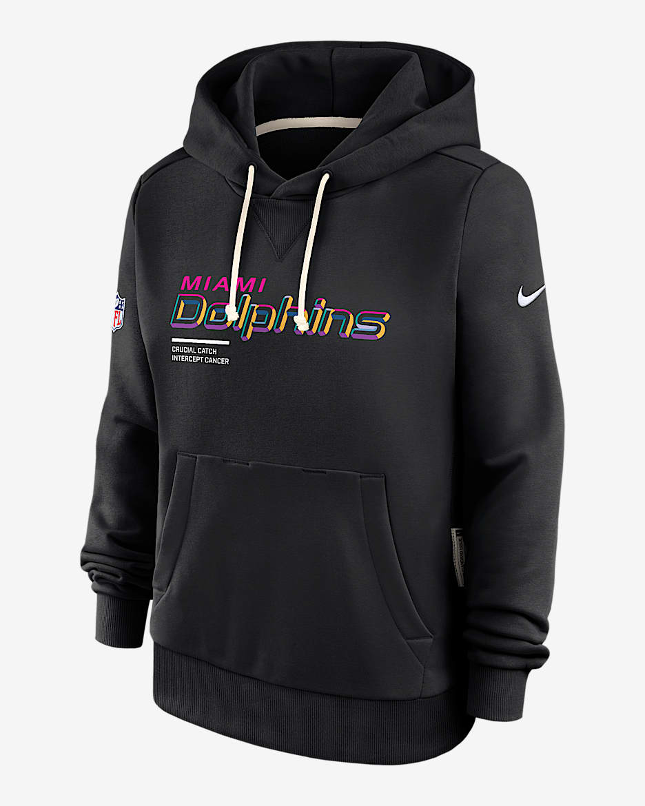 Miami Dolphins Crucial Catch Women's Nike Dri-FIT NFL Pullover Hoodie - Black
