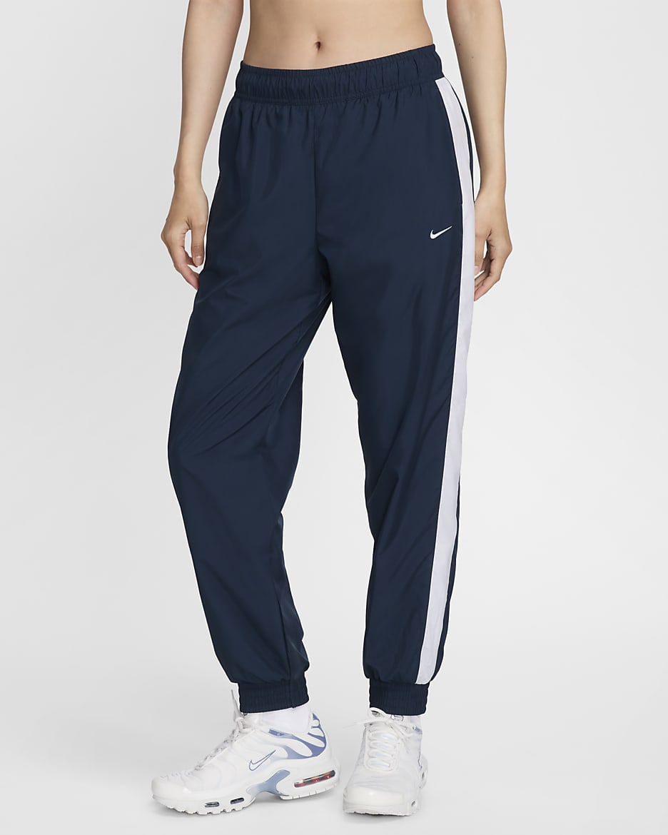 Nike Sportswear Classic Wovens Women's UV Mid-Rise Loose Joggers - Armory Navy/White