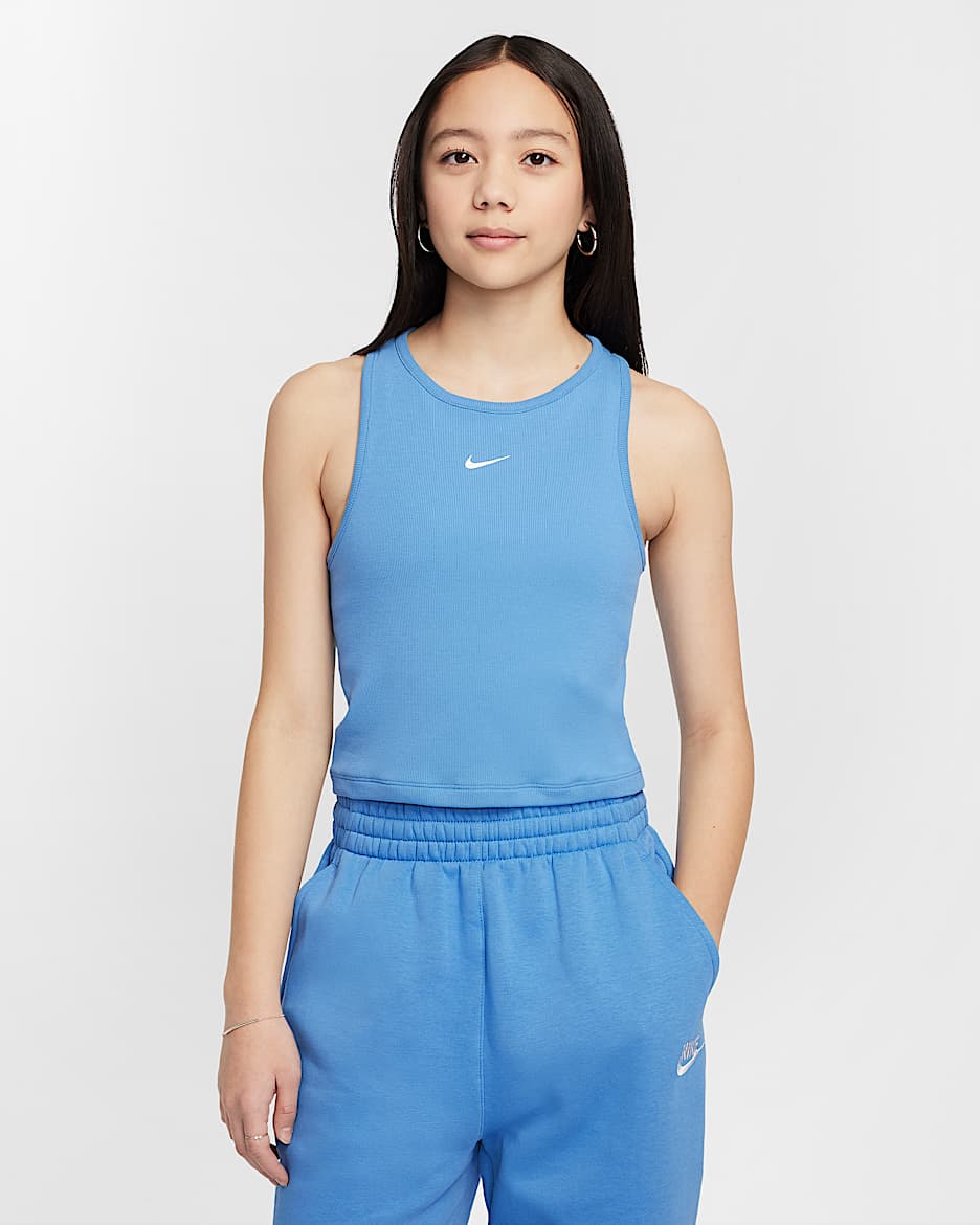 Camiseta de tirantes de tejido rib para niña Nike Sportswear - Azul extremo