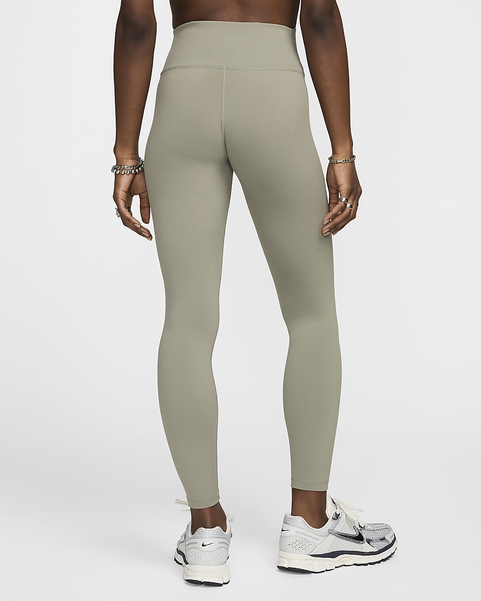 Nike One lange legging met hoge taille voor dames - Light Army/Zwart