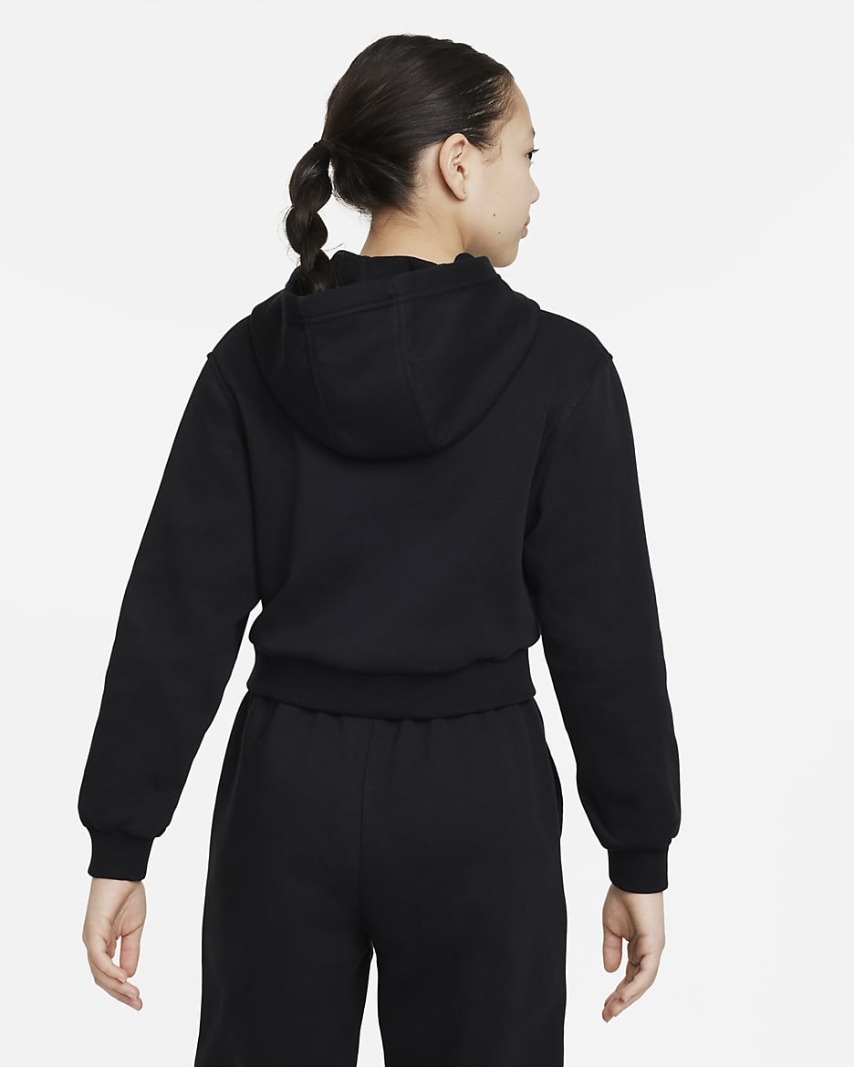 Nike Sportswear Club Fleece Older Kids' (Girls') Crop Hoodie - Black/White