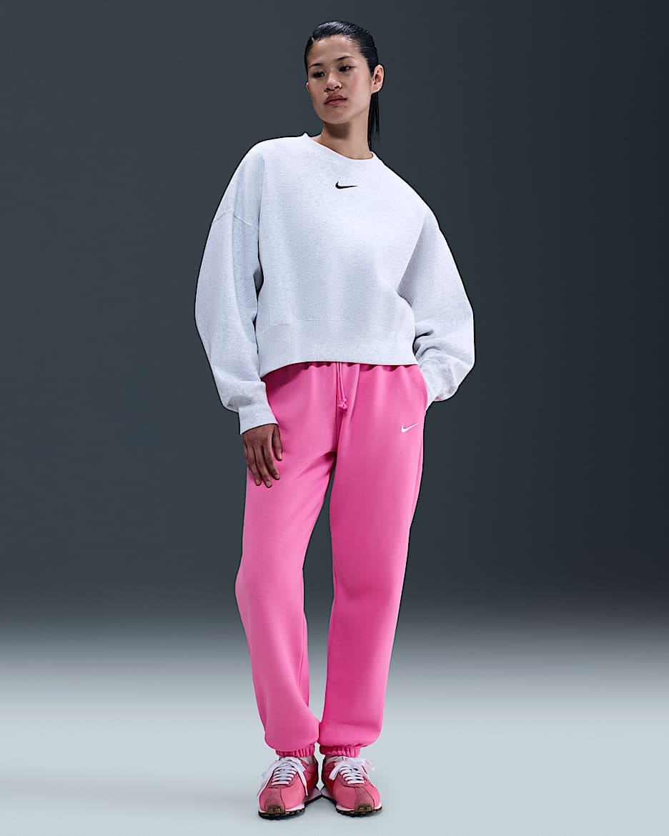 Nike Sportswear Phoenix Fleece Women's High-Waisted Oversized Tracksuit Bottoms - Playful Pink/Sail