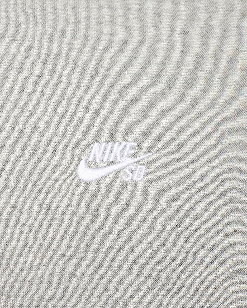 Nike SB Fleece Pullover Skate Hoodie - Dark Grey Heather/White