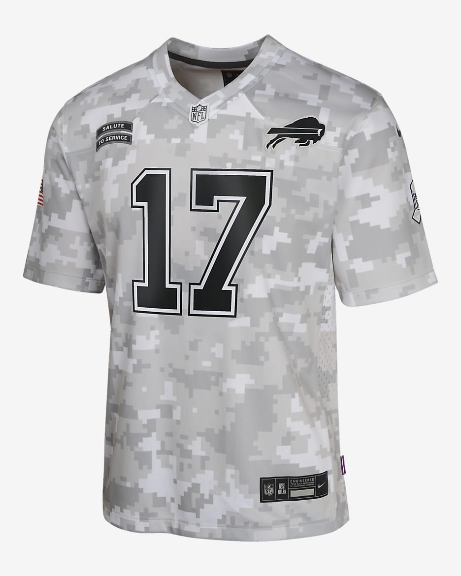 Jersey Nike Dri-FIT de la NFL Limited para niños talla grande Josh Allen Buffalo Bills Salute to Service - Blanco