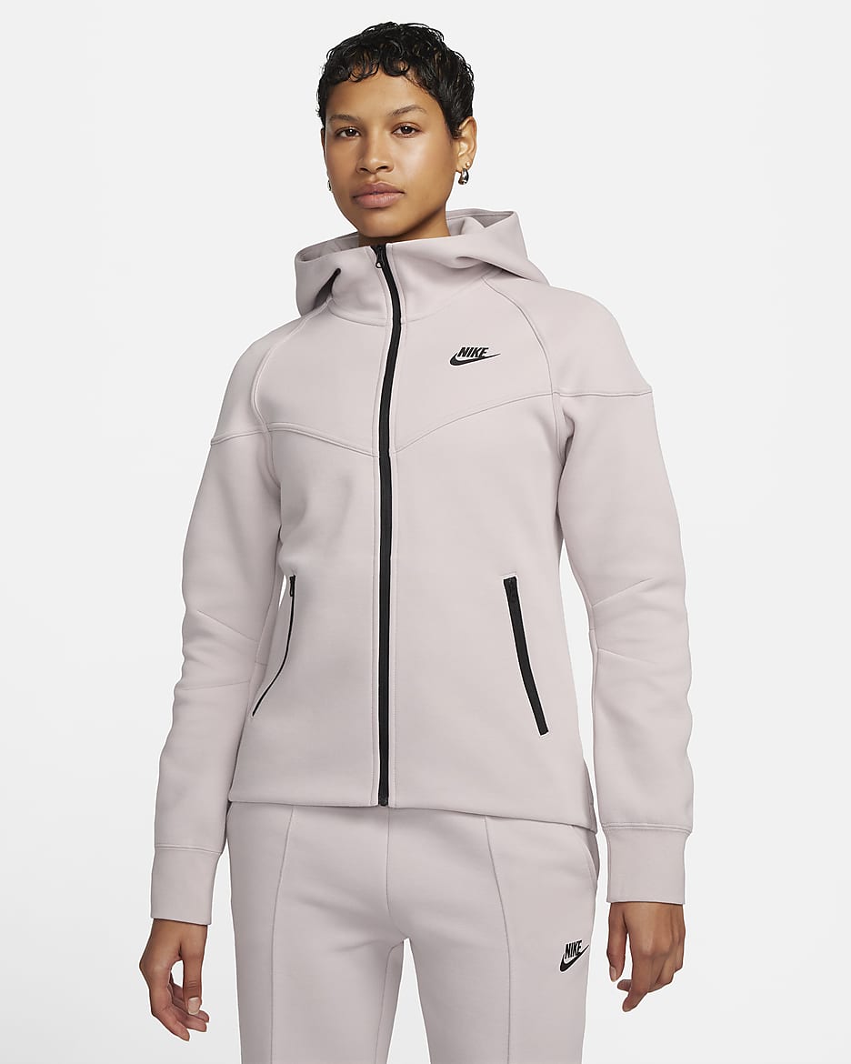 Sweat à capuche et zip Nike Sportswear Tech Fleece Windrunner pour femme - Platinum Violet/Noir