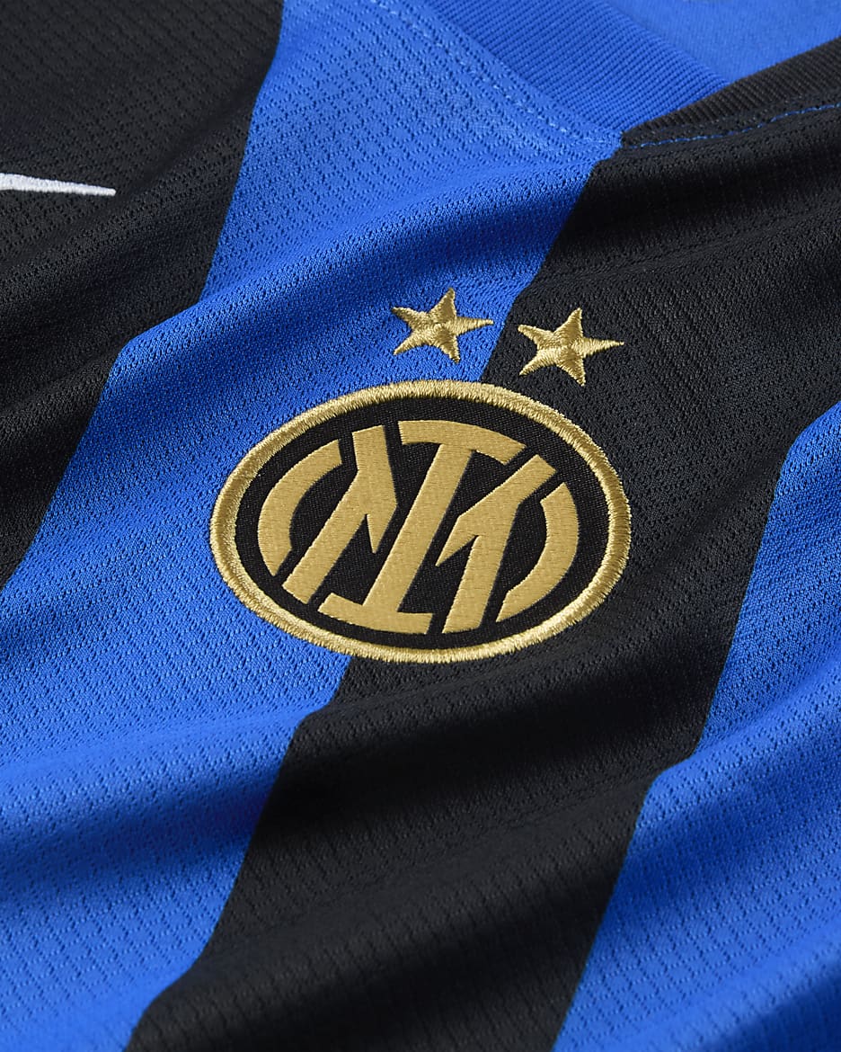 Inter Mailand 2024/25 Stadium Home Nike Replika Fußballtrikot mit Dri-FIT-Technologie (ältere Kinder) - Lyon Blue/Schwarz/Lyon Blue/Weiß