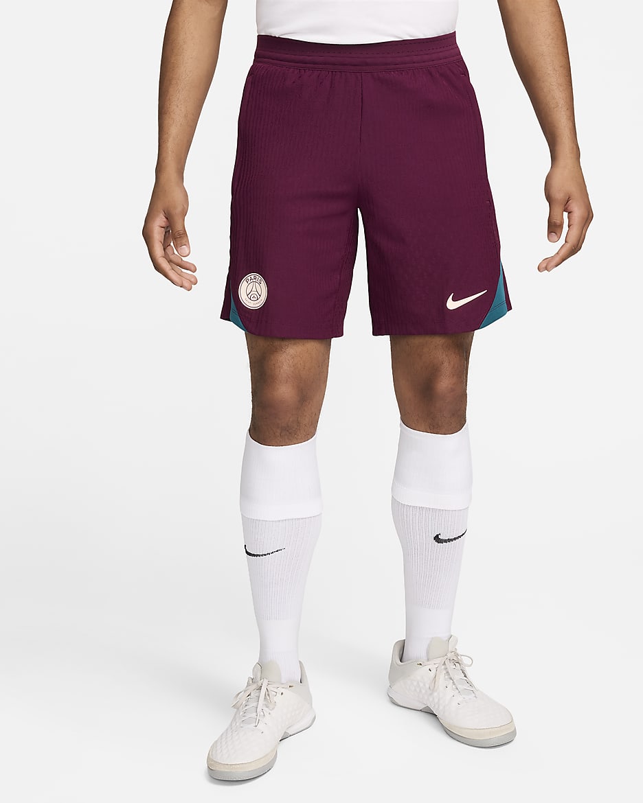 Maskinstrikkede Paris Saint-Germain Strike Elite Nike Dri-FIT ADV-fodboldshorts til mænd - Bordeaux/Geode Teal/Guava Ice