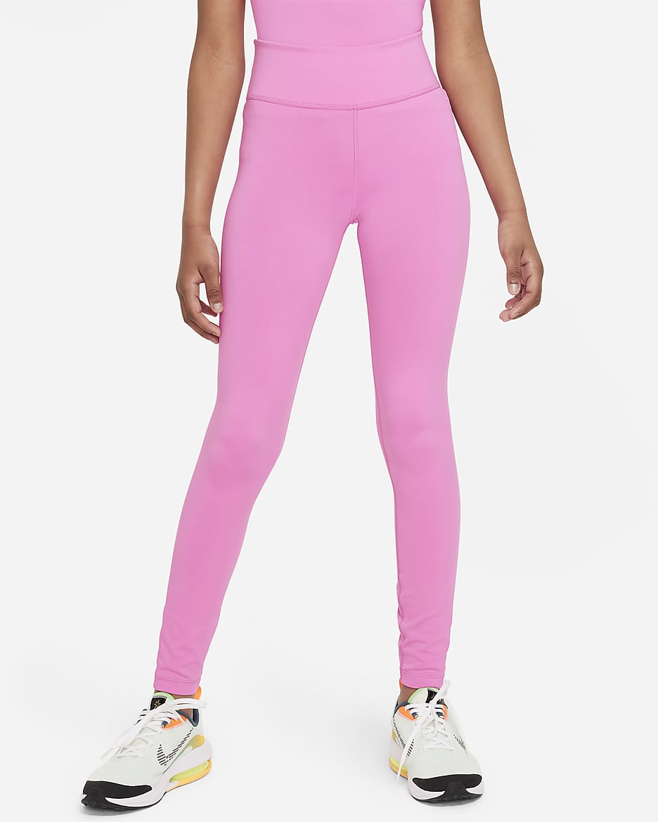 Nike Dri-FIT One Big Kids' (Girls') Leggings - Playful Pink/White