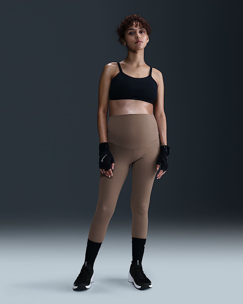 Nike (M) One Women's High-Waisted 7/8 Leggings with Pockets (Maternity) - Mink Brown