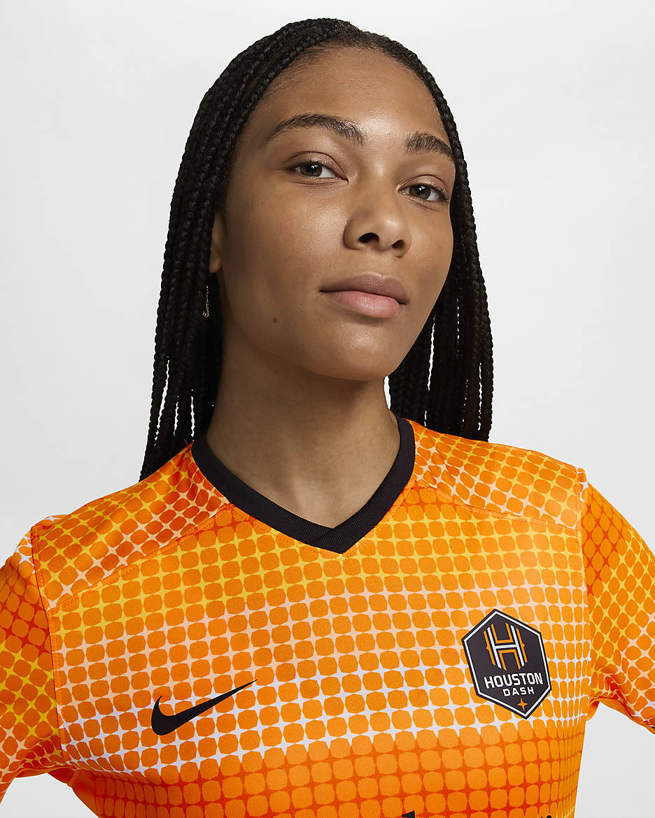 Jersey Nike Dri-FIT de la NWSL tipo réplica para mujer Houston Dash 2024 Stadium Primary - Naranja vivo