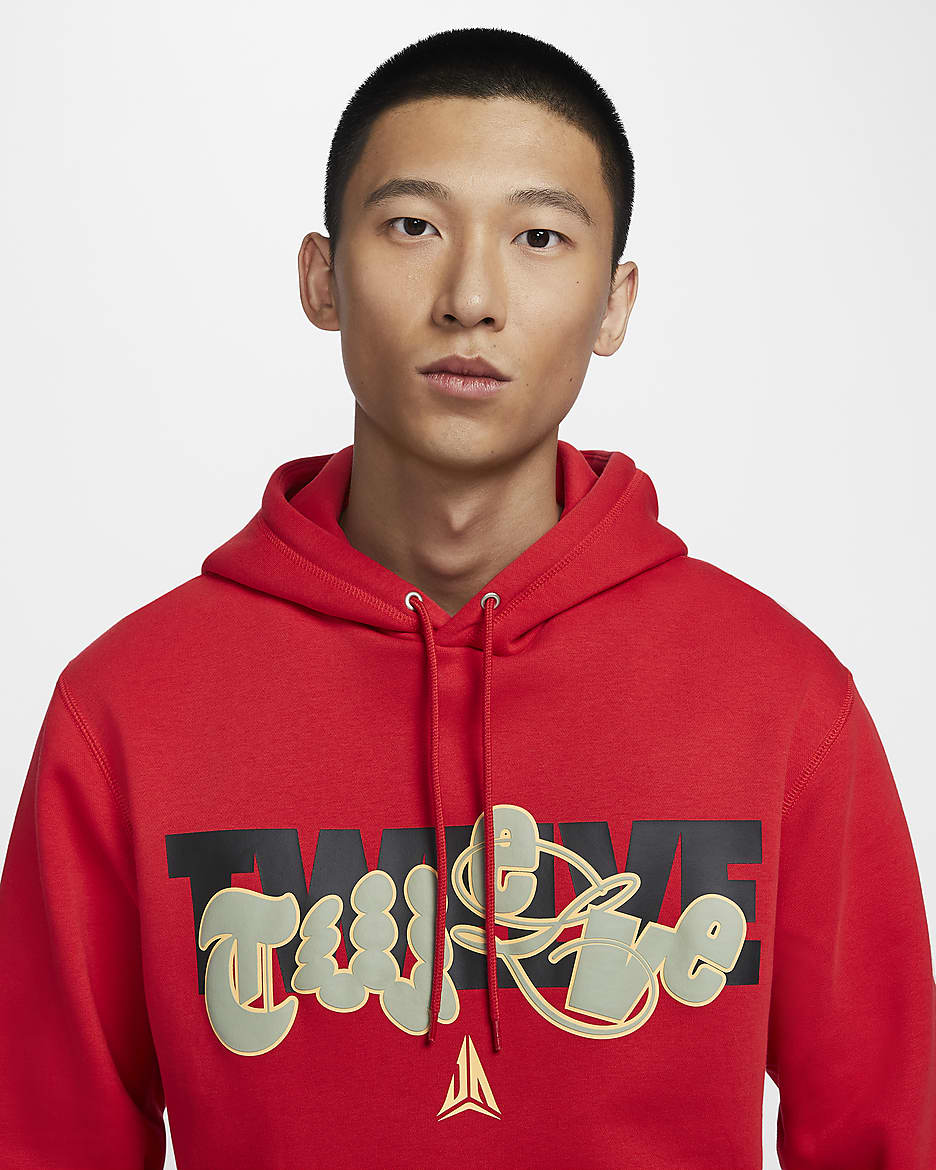 Ja Men's Club Fleece Basketball Hoodie - University Red/Celestial Gold