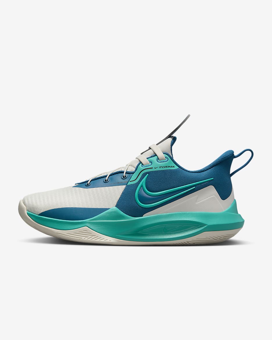 Nike Precision 6 FlyEase Basketball Shoes - Phantom/Industrial Blue/Clear Jade