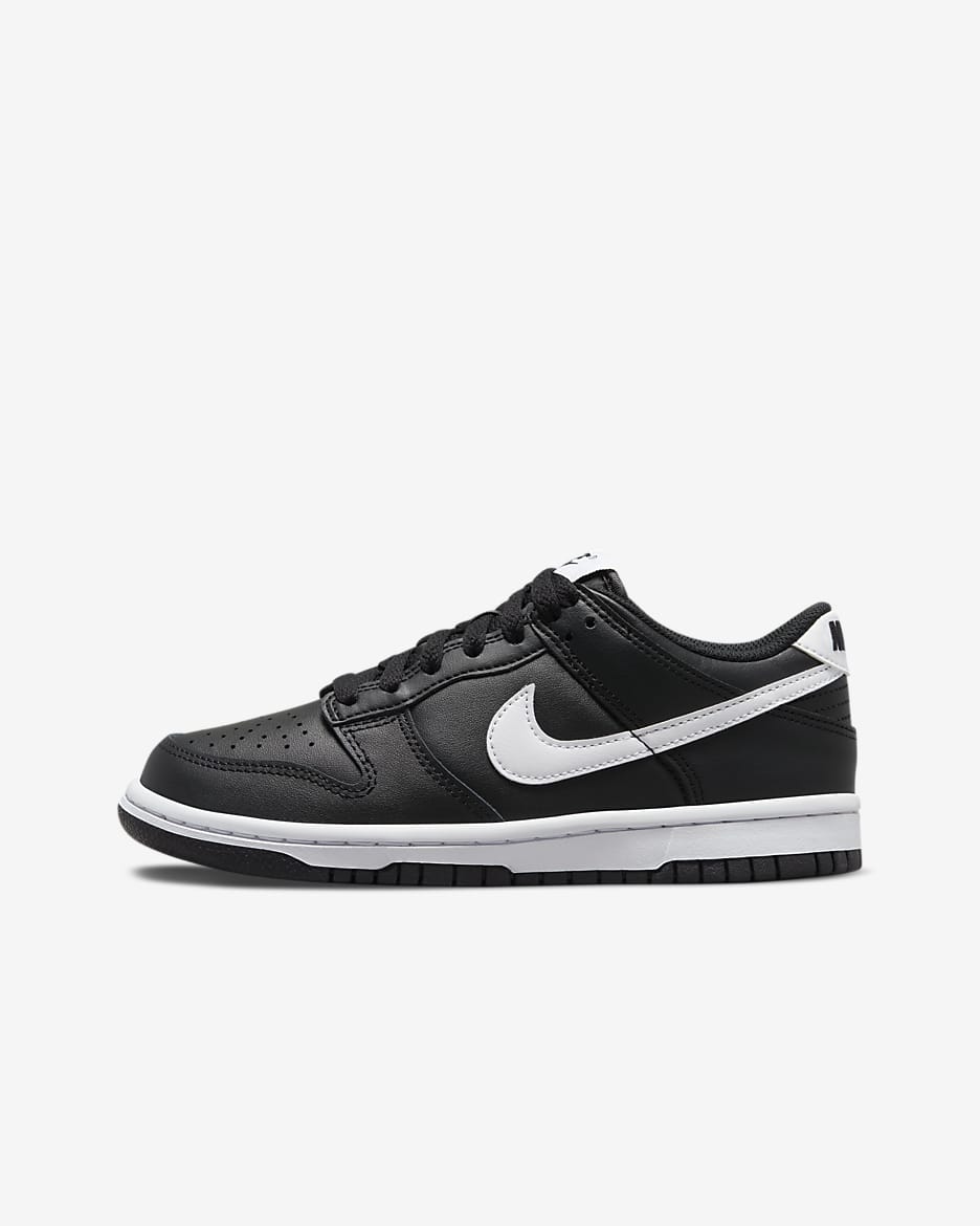 Nike Dunk Low Older Kids' Shoes - Black/Black/White/White