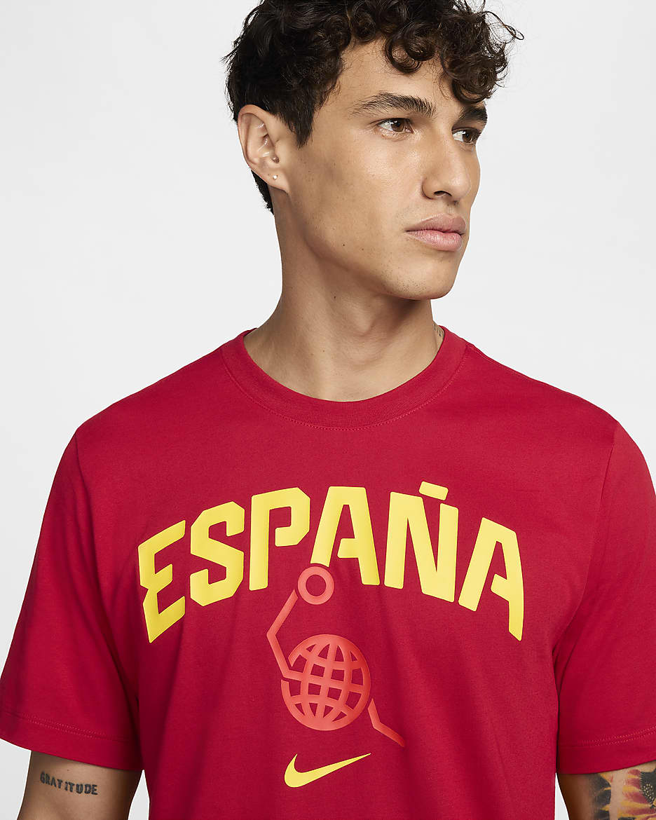 Spain Men's Nike Basketball T-Shirt - Gym Red/Gym Red/Chile Red/Tour Yellow