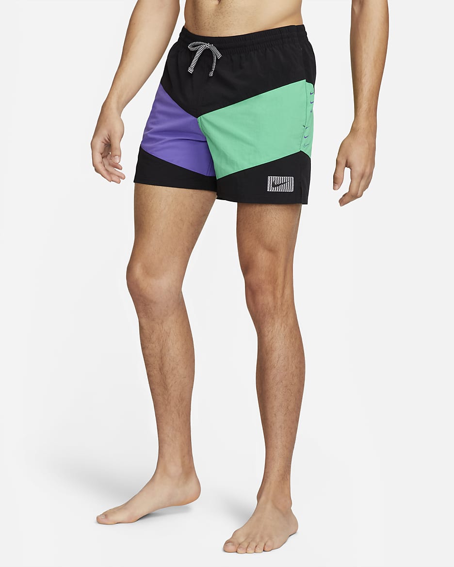 Men's 13cm (approx.) Volley Swimming Shorts - Black/Action Grape/Electric Algae/Black