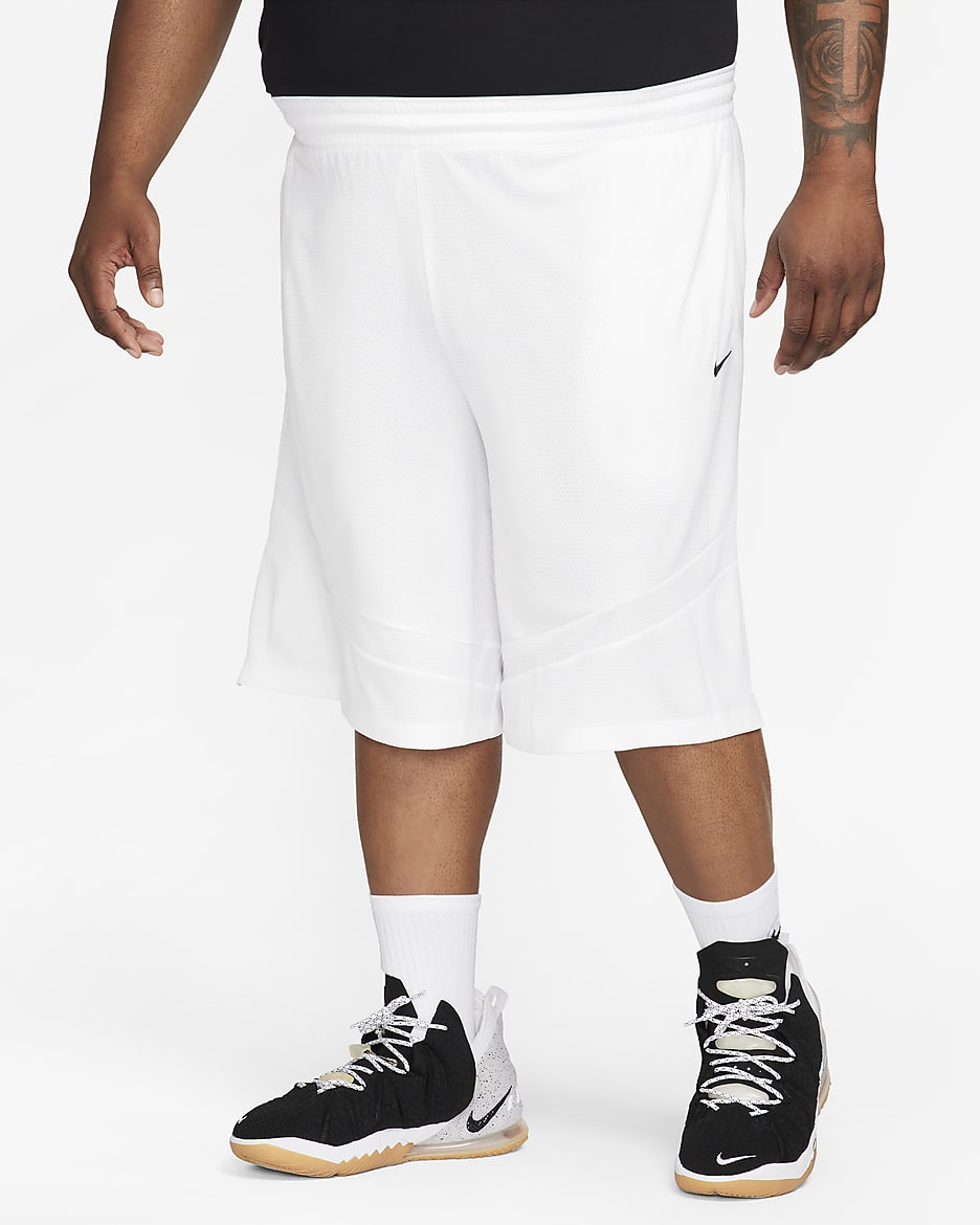 Short de basketball Dri-FIT 28 cm Nike Icon pour homme - Blanc/Blanc/Noir