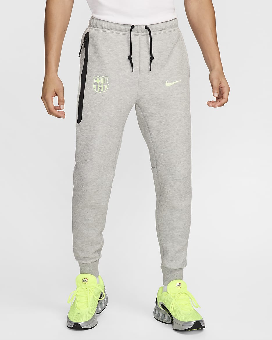 F.C. Barcelona Tech Fleece Men's Nike Football Joggers - Dark Grey Heather/Barely Volt