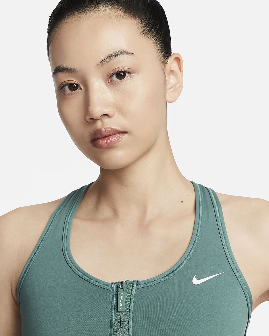 Nike Swoosh Front Zip Women's Medium-Support Padded Sports Bra - Bicoastal/Bicoastal/White