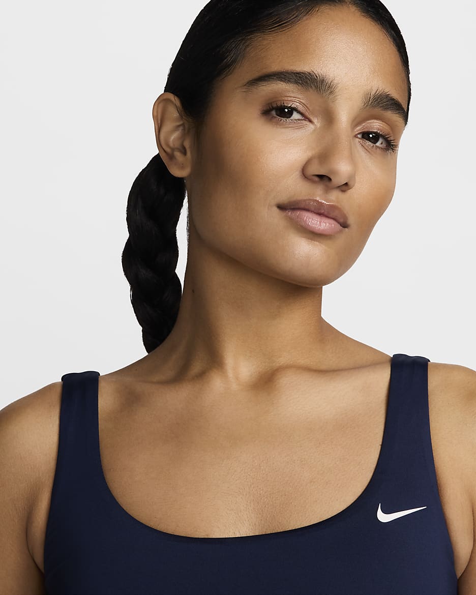 Prenda para la parte superior de Midkini de cuello redondo para mujer Nike Essential - Azul marino medianoche