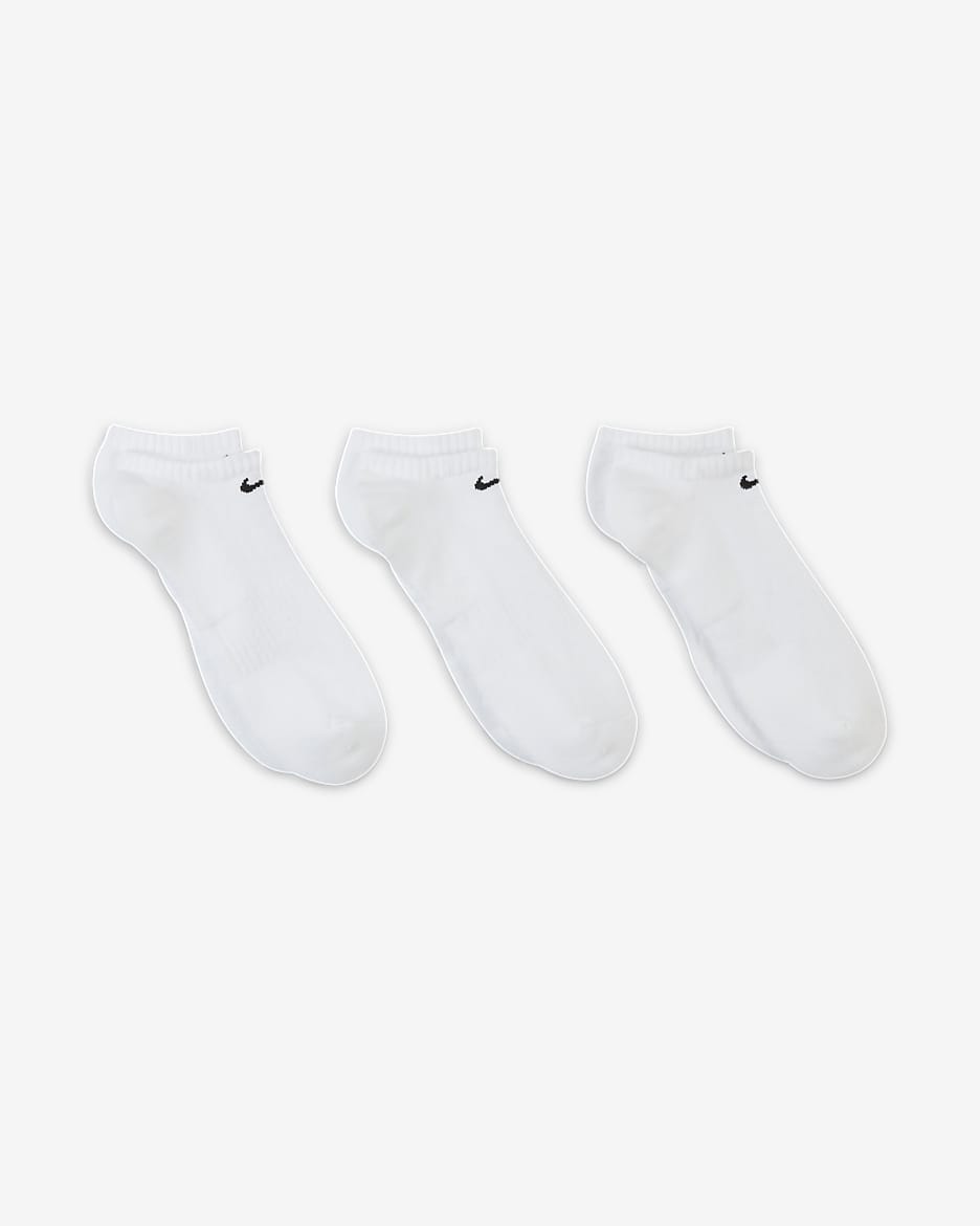 Nike Everyday Cushioned Training No-Show Socks (3 Pairs) - White/Black