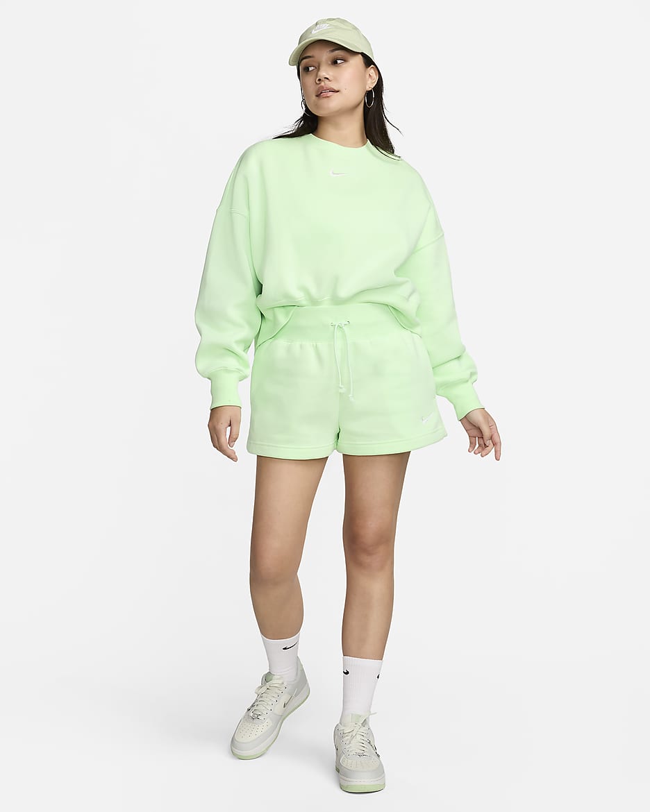 Shorts de ajuste holgado y tiro alto para mujer Nike Sportswear Phoenix Fleece - Verde vapor/Vela