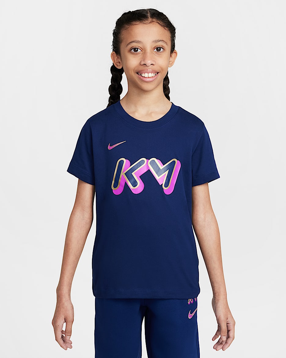 Kylian Mbappé Dri-FIT Genç Çocuk Tişörtü - Blue Void